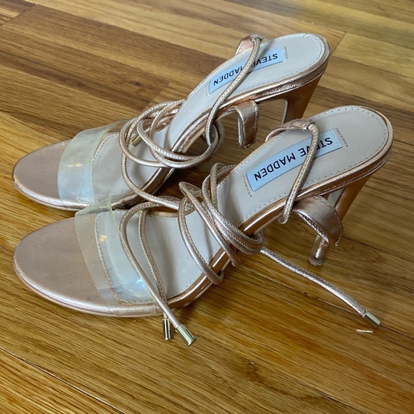 Steve Madden Pink Metallic Lace Up Heels Size 8 - Picture 1 of 7